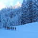 Schneeschuhwanderung Aufbruch vom Parkplatz