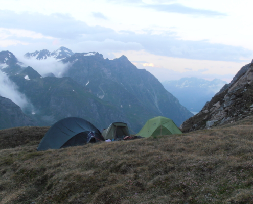Zelttrekking Lagerplatz mit Ausblick